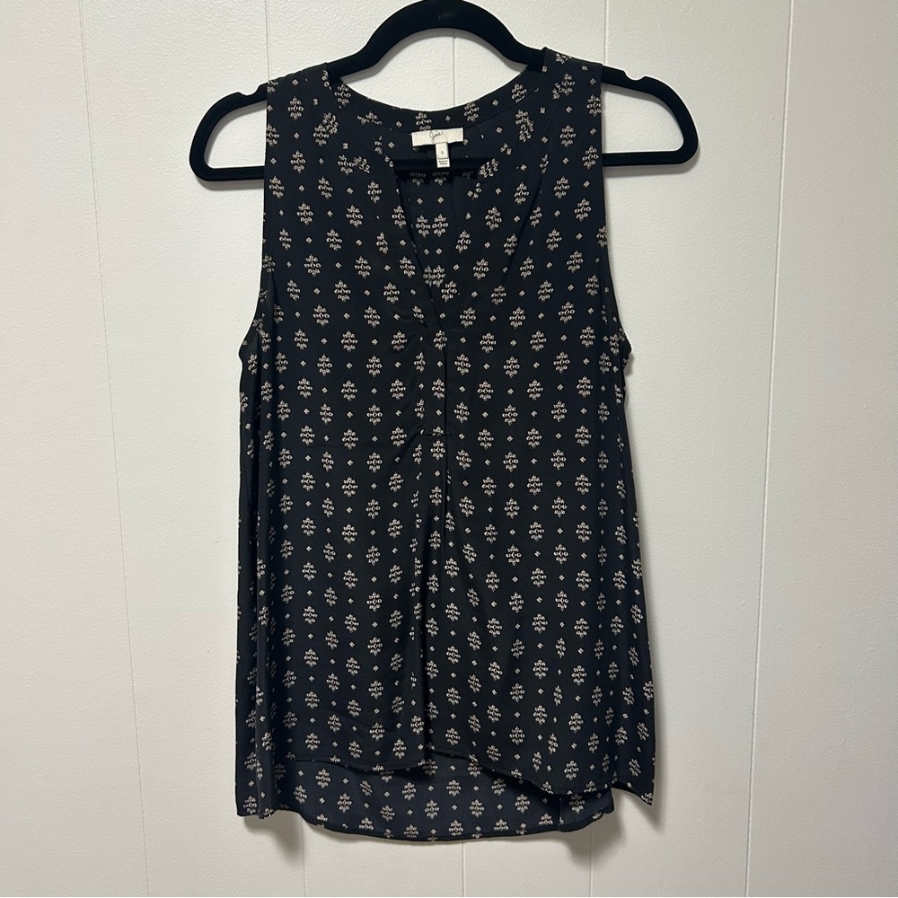 Joie Black and White Sleeveless Silk Top